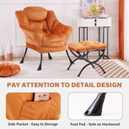 Tiita Lazy Chair with Ottoman, Comfy Leisure Sofa Reading Chair with Footrest - Image 5