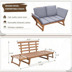 Devoko Outdoor Couch Acacia Wood Patio Couch - Image 2