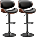 YaFiti Bar Stools Modern PU Leather Adjustable Swivel Barstools, Kitchen - Image 3