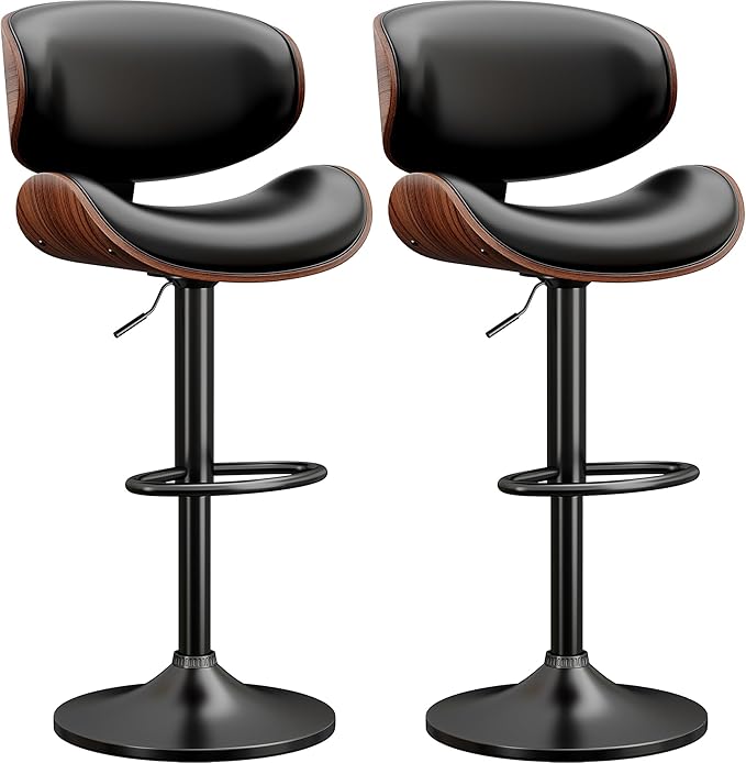 YaFiti Bar Stools Modern PU Leather Adjustable Swivel Barstools, Kitchen - Image 3