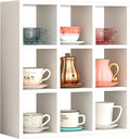 Helsin 9 Grid Vintage Coffee Mug Display Rack, 16inch Wall Mounted Wooden Curio by Helsin