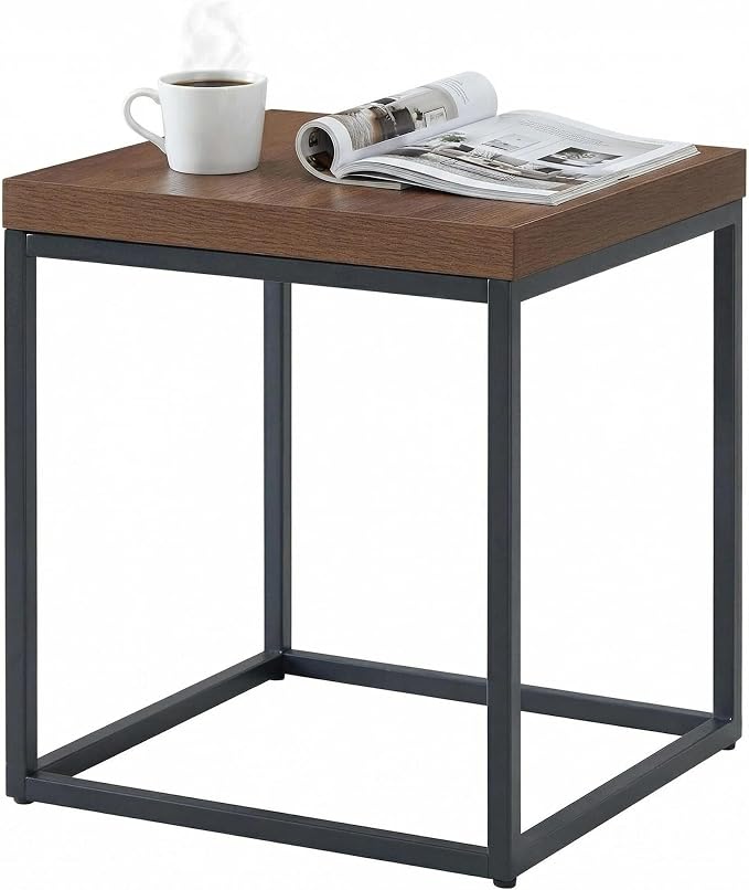 CENSI Modern Square End Table, Extra Thick 1.6" Wood Top & Metal Frame by CENSIFURNITURE