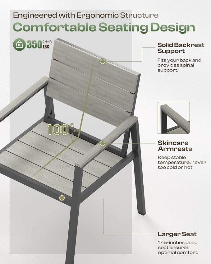 Outdoor Dining Set for 4, Patio Table and Chairs Set - Image 3