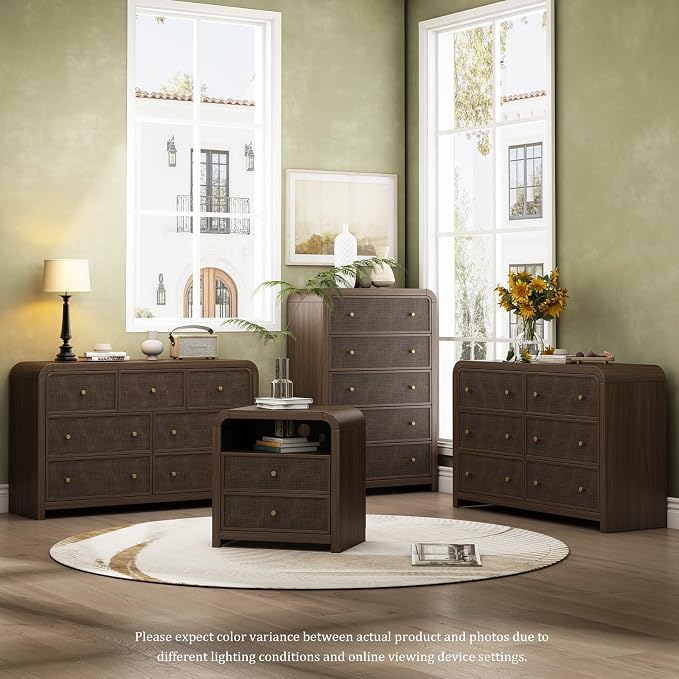 Oak&Sparrow Rattan Nightstand, 23.6'' Rattan End Table - Image 3