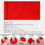 VEELIKE Bright Red Velvet Flocking Liner Self Adhesive Felt Drawer Liners - Image 6