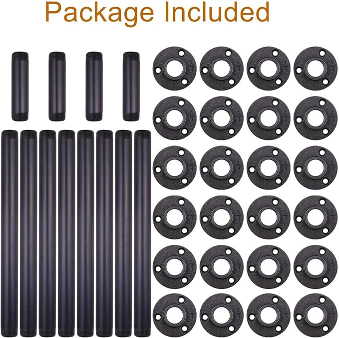 MUZIK 3-Tier Industrial Pipe Table Leg Set, Iron Base Legs Rustic Iron Pipe - Image 4