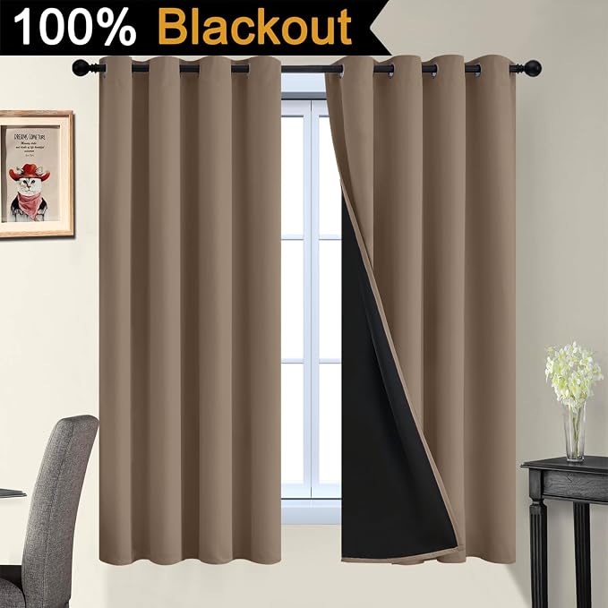 Yakamok Khaki Blackout Curtains 63 Inches Long - Image 3