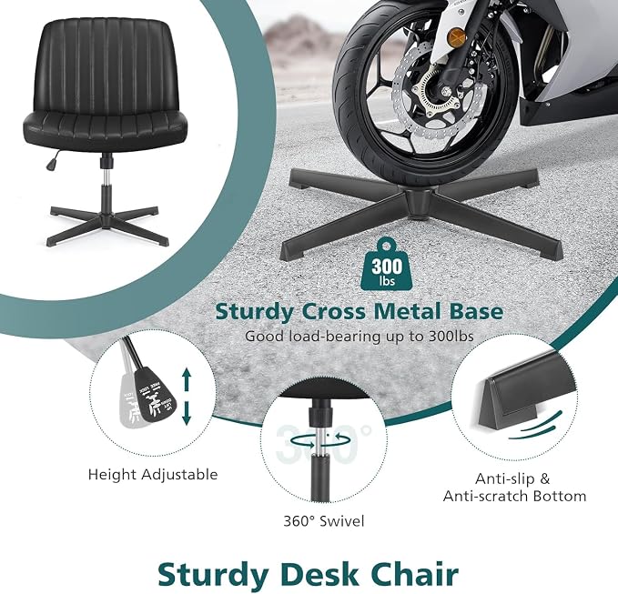 OLIXIS Criss Cross Legged Chairs Armless No Wheels Wide Seat Height Adjustable - Image 6