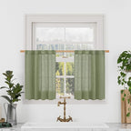 Sage Green Linen Curtains 24 Inch Length by LAMIT