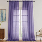 Sheer Purple Curtains 108 Inches Long 2 Panels Set, 59 Inch Extra Wide by OVZME