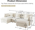 mikibama Modular Sectional Sofa, 111.5 Inch U Shaped Couch Set - Image 2