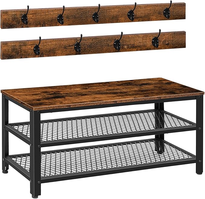 HOOBRO Hall Tree Entryway Storage Bench, Coat Rack Shoe Bench, Shoe Rack by HOOBRO
