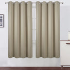 Beige Thermal Blackout Curtains/52 x 72 Inch/Set of 2 Panels Room Darkening by Lemomo