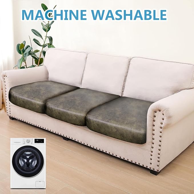 ANARACHON Leather Look Couch Cushion Covers Sofa Seat Slipcovers Sets Couches - Image 2