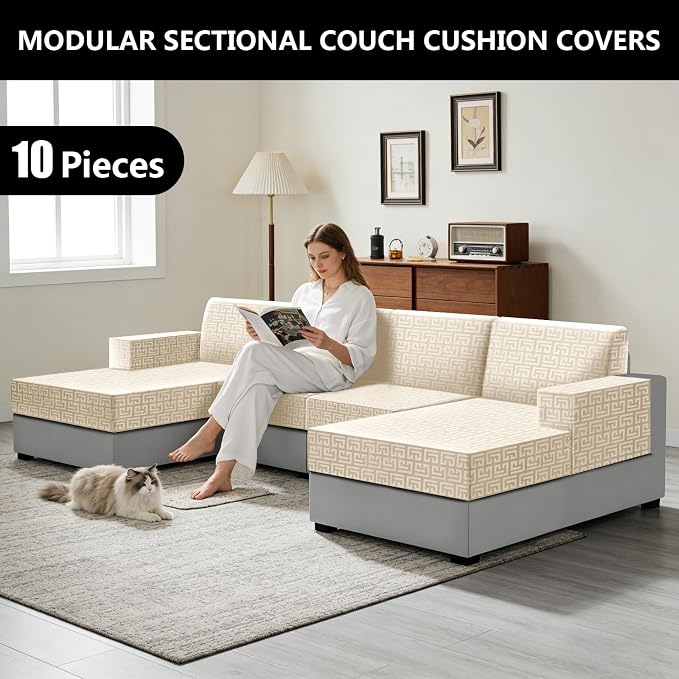 UNBBRRL 10 Pieces Stretch Sofa Cushion Covers - Image 6