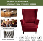 HAOYONG Velvet Wingback Armchair Covers 2-Piece Elastic Stretch Wingback Chair - Image 5
