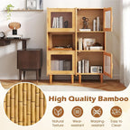 Giantex Bamboo Storage Cabinet, 3-Cube Bookcase, Freestanding Liquor Display - Image 7