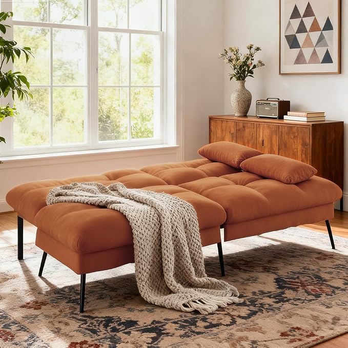 COMHOMA 72″ Futon Sofa Bed, Convertible Fabric Futons Couch - Image 7