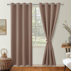 Blackout Curtains for Bedroom, Cappuccino, 52 x 96 Inch, 2 Panels | Thermal by Hiasan