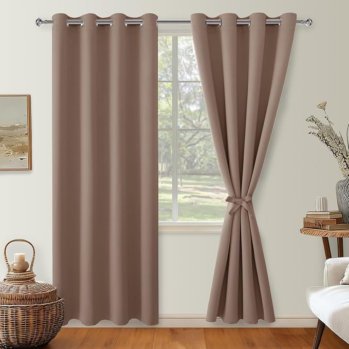 Blackout Curtains for Bedroom, Cappuccino, 52 x 84 Inch, 2 Panels | Thermal - Image 8