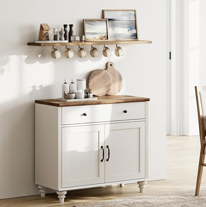 WAMPAT 34’‘ White Buffet Cabinet - Image 3