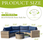 ECOTOUGE 7 Piece Outdoor Half Moon Furniture, Wicker Patio Sectional - Image 3