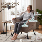 Welnow Khaki Single Lazy Chair for Living Room, Modern Reading Accent Chair - Image 7