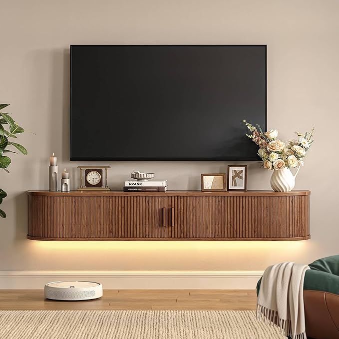 63" Floating TV Stand with Power Outlet by ONBRILL