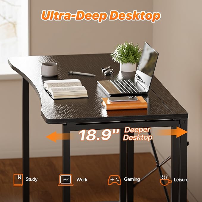 Huuger Folding Desk for Small Spaces, 39.3 Inch Foldable Computer Table - Image 4