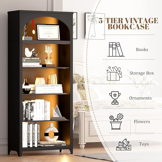 Dystler 5-Tier Arched Bookshelf - Image 6