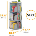 SpaceAid 3 Tier Rotating Bookshelf Tower, Spinning Bookcase Lazy Susan - Image 2