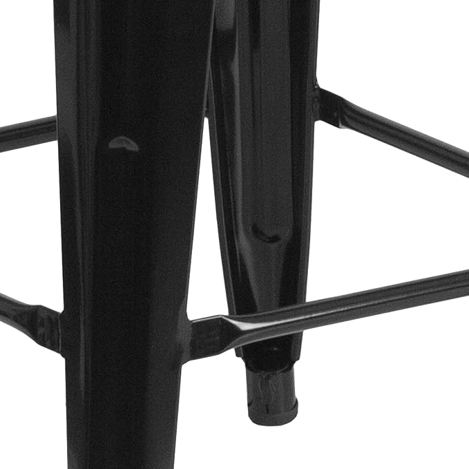 Flash Furniture Kai Commercial Grade 24" High Backless Black Metal - Image 6