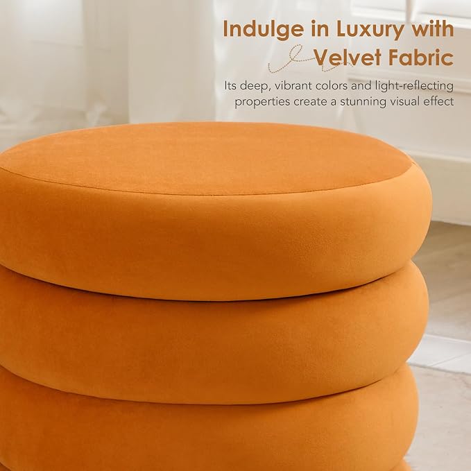 Flouki 19.5" Storage Ottoman Round, Vanity Stools - Image 8