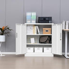 Wanfu Metal Storage Cabinet, Utility Room-White - Image 2