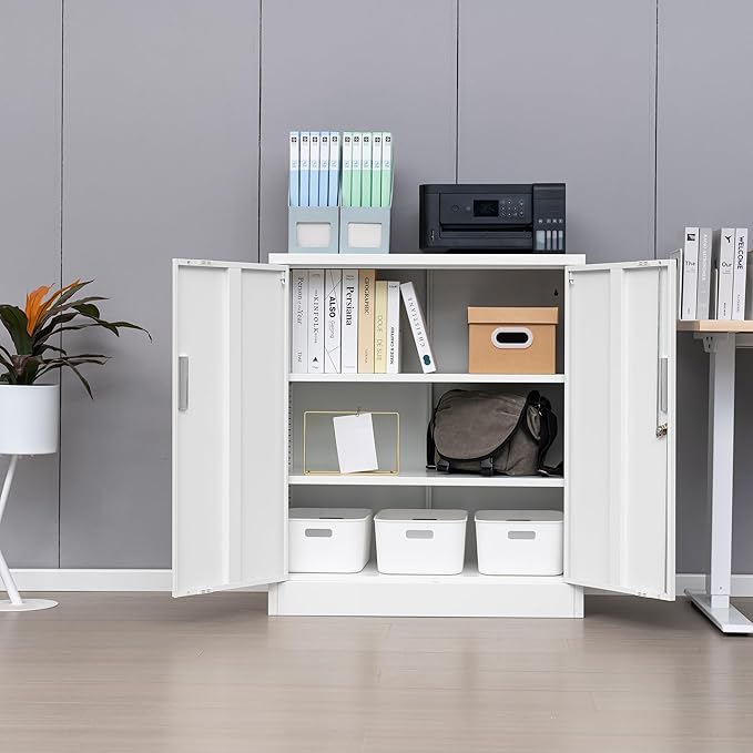 Wanfu Metal Storage Cabinet, Utility Room-White - Image 2