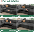 HONBAY Sectional Sleeper Sofa Pull Out Bed - Image 6