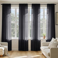 MIULEE Black Sheer Curtains 108 Inches Long 4 Panels 42 x 108 Inches | Light by MIULEE