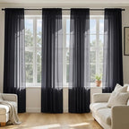 MIULEE Black Sheer Curtains 72 Inches Long 4 Panels 54 x 72 Inches | Light by MIULEE