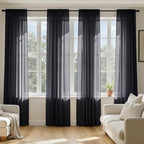 MIULEE Black Sheer Curtains 108 Inches Long 4 Panels 54 x 108 Inches | Light by MIULEE