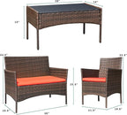 Greesum Patio Furniture 4 Pieces Conversation Sets Outdoor Wicker Rattan Chairs - Image 7