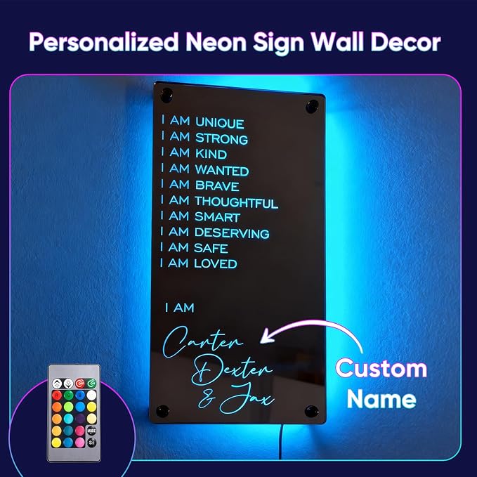 VEELU Personalized Custom Name Mirror LED Light Up Mirror, Wall Decor - Image 2
