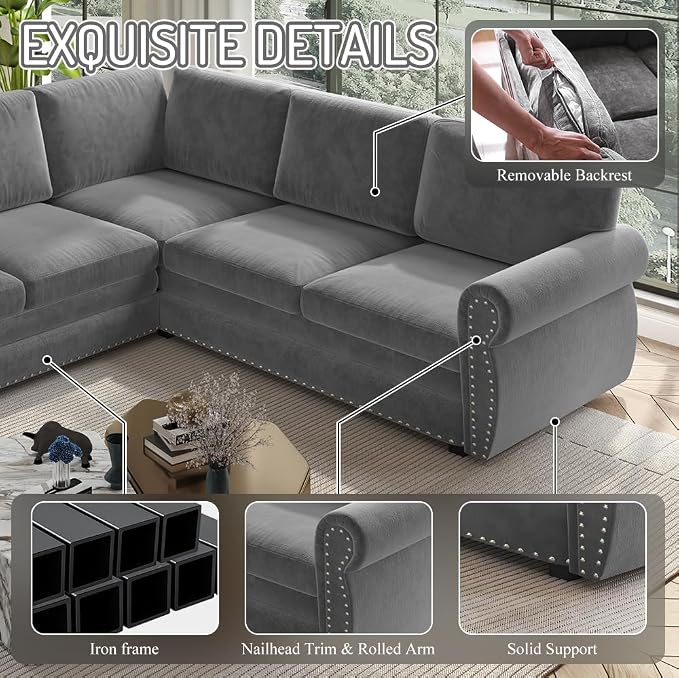 118" L-Shaped Sleeper Couch Bed - Image 4
