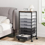 Rolling Storage Cart with 8 Drawers, Utility Cart on Wheels with Wooden Tabletop - Image 7