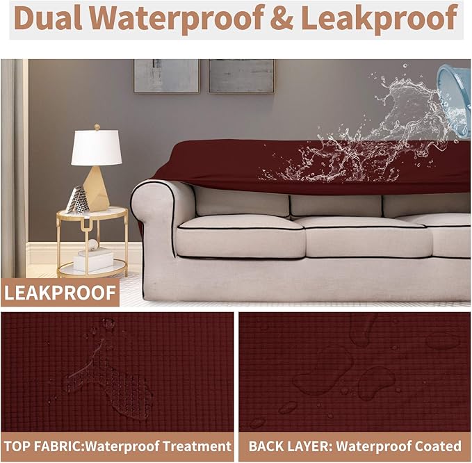 Easy-Going 100% Waterproof Couch Cover, 3 Cushion Couch Slipcover - Image 3