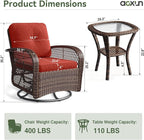 Aoxun 3 Pieces Patio Furniture Set, Patio Swivel Rocker Chairs Set of 2 - Image 7