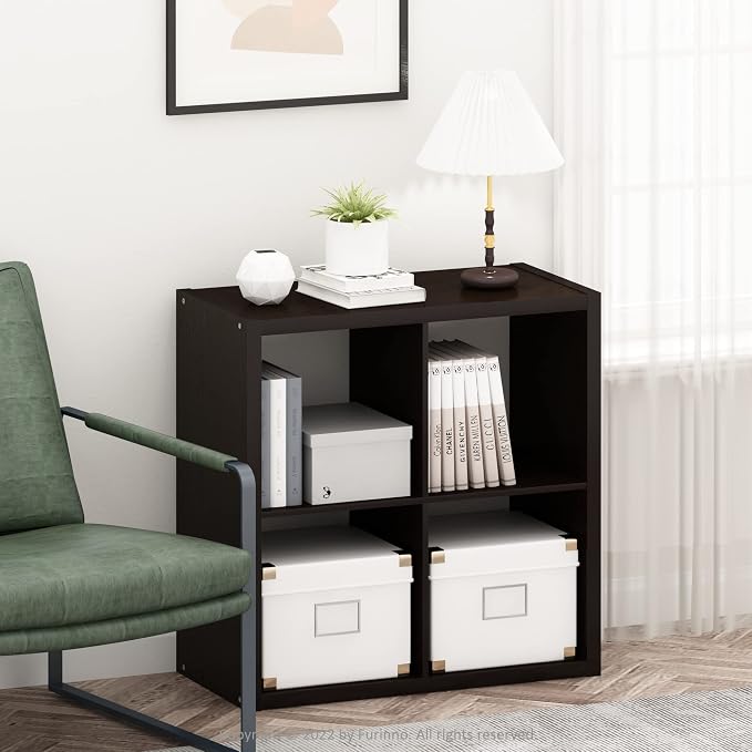 Furinno CUBICLE Book Shelf, 4-Cube Bookshelf, Extra Thick Frame Reversible - Image 2