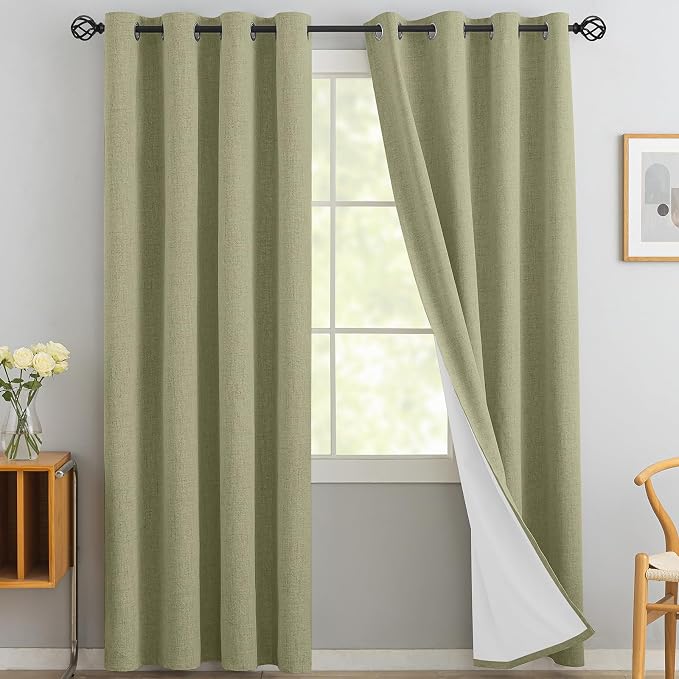 Yakamok Sage Linen Textured Curtains 84 Inches Long by Yakamok