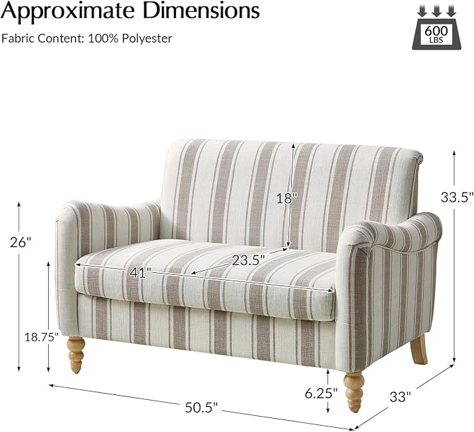 EcoHarbor Living 50.5" Mid-Century Modern Couch, Upholstered Sofa - Image 2