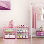 HITHIM 3-Tier Pink Shoe Racks for Women/Girls/Kids' Closet, Small Shoe Storage - Image 2