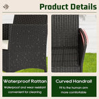 FDW | 4-Piece Patio Furniture Set | Black | Outdoor Wicker Furniture - Image 3